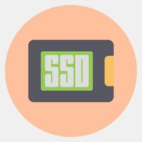 Icon ssd. Computer components elements. Icon in color mate style. vector