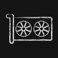 Icon graphics. Computer components elements. Icon in chalk style. vector