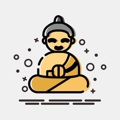 Icon meditation. Buddhism and vesak elements. Icon in MBE style.