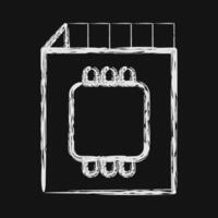 Icon memory card. Computer components elements. Icon in chalk style. vector