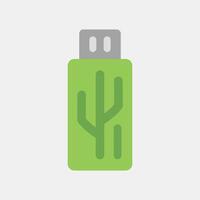 Icon usb flash. Computer components elements. Icon in flat style. vector