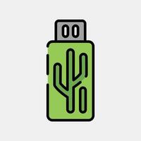 Icon usb flash. Computer components elements. Icon in filled line style. vector