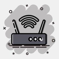Icon router. Computer components elements. Icon in comic style. vector