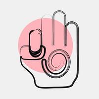 Icon meditation hand. Buddhism and vesak elements. Icon in color spot style. vector