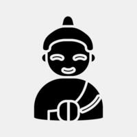 Icon buddha. Buddhism and vesak elements. Icon in glyph style. vector