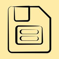 Icon floppy disk. Computer components elements. Icon in hand drawn style. vector