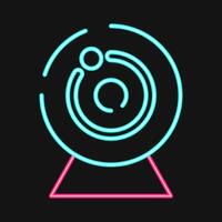 Icon camera. Computer components elements. Icon in neon style. vector
