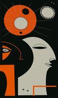Surrealistic art illustration in ethnic style Abstract Painting with Geometric Shapes. vector
