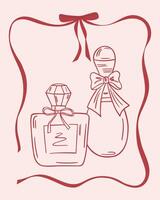 Card with bottles of perfume in vintage style vector