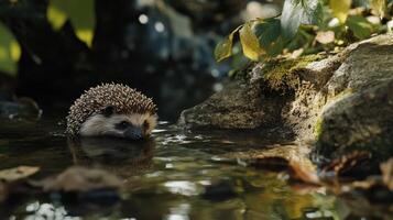 Hedgehog Searching for Food by Quiet Waters photo