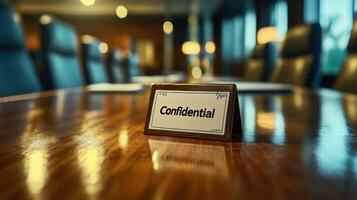 Secret Meeting Documents on Presentation Table photo