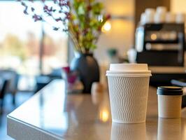 Desk Atmosphere with Prepared Coffee photo