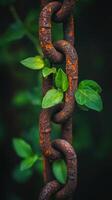 Greenery Sprouting from Rusty Links photo