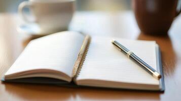 Uncovered Schedule Book on Wood Desk photo
