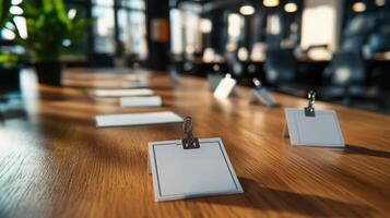 Office Desk with Elegant Name Tags photo