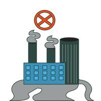 illustration of factory waste examples that can pollute the environment. blue factory image and gray waste vector