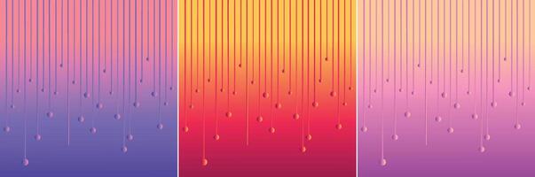 Abstract line with dot poster background set. Minimalist cover template with vibrant perspective line wave in motion. Ideal design for social media, cover, banner, flyer, music, ads vector