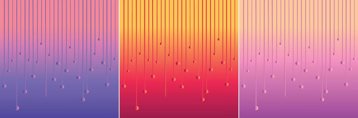 Abstract line with dot poster background set. Minimalist cover template with vibrant perspective line wave in motion. Ideal design for social media, cover, banner, flyer, music, ads