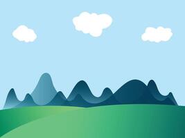 Landscape of mountain range with pine forest and cloudy sky. illustration of scenery mountain ridge with coniferous forest. Green jagged mountain panorama with pine forest silhouette vector