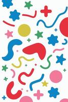 Geometric shapes, squiggles and Star drawn by colorful crayon. Hand drawn cute abstract stickers geometric elements vector