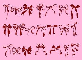 Silhouette Ribbon Bow Set, Elegant Decorative Bows for Graphic and Craft Design vector