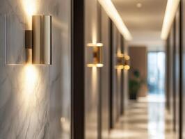 Stylish Lighting Sconce Made with Brass and Marble photo
