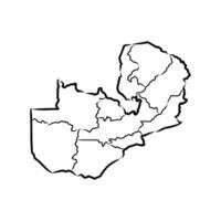 map of the state of Zambia hand sketch vector