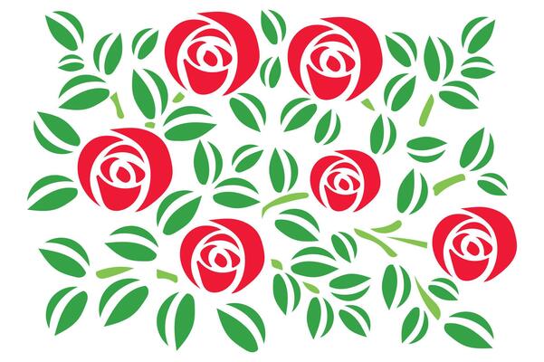 Elegant rose floral icon set for graphic designs