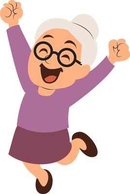Happy Elderly Woman Jumping Joyfully