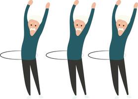 Elderly Men Group Exercise Routine vector