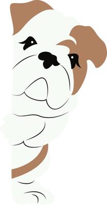 Bulldog Peeking Around Corner Cartoon