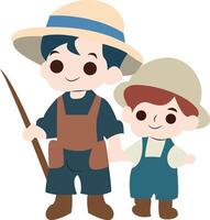 Father day, Father Son Fishing Trip Cartoon vector