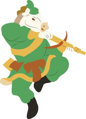 Horse Musician Playing Ancient Instrument