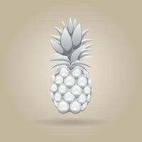 Grey colour 3d pineapple fruit abstract seamless pattern on stark whtie brown background vector