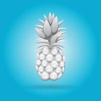 Grey colour pineapple fruit, abstract seamless pattern on blue gradient background vector