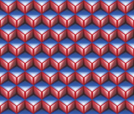 Red blue geometrical cubes seamless pattern