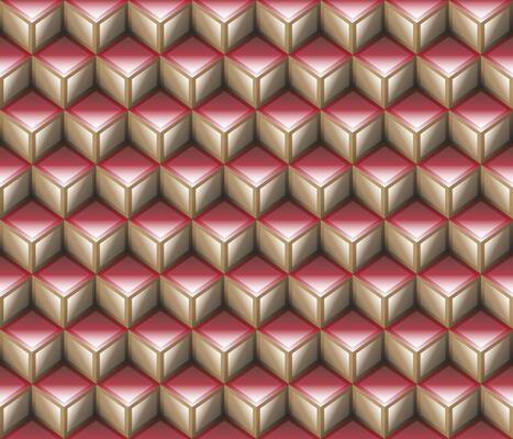 Brown red geometrical cubes seamless pattern