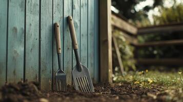 Spade and Fork by the Shed photo