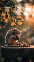 Sweet Hedgehog Indulging in a Nutty Delight photo