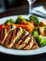 Nutritious Dish with Barbecued Poultry and Veggies photo