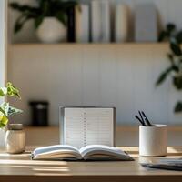 Opened Diary on Clean Desk photo
