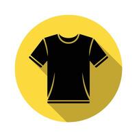 Black TShirt on Yellow Round Icon with Shadow Isolated on White Background vector