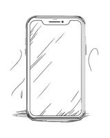 A drawing of a smartphone with a screen vector