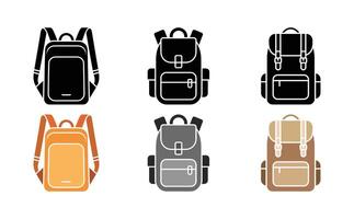 Backpacks Isolated on White Different Colors Design Element vector