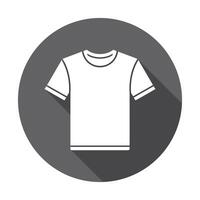 Isolated White TShirt on Gray Circle With Shadow, Apparel, Clothing, Flat Design vector