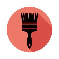 Black Paintbrush On Salmon Circle Background, Minimalist Style Icon vector