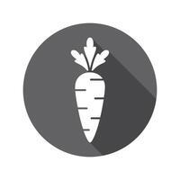 Isolated white carrot glyph with leafy top on a gray circular background icon design vector