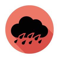 Black Rain Cloud Icon with Droplets in Salmon Circle Sign on White Background vector