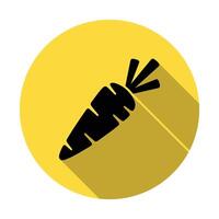 Isolated Black Carrot Silhouette Flat Design on a Round Yellow Background vector