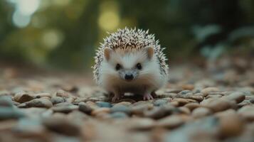 Paws of a Hedgehog Exploring Pebbles photo